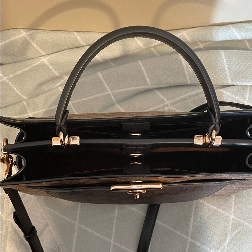 Coach Signature Brown and Black Satchel - Picture 4 of 7